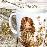 Cute Vintage Girl Ceramic Mug