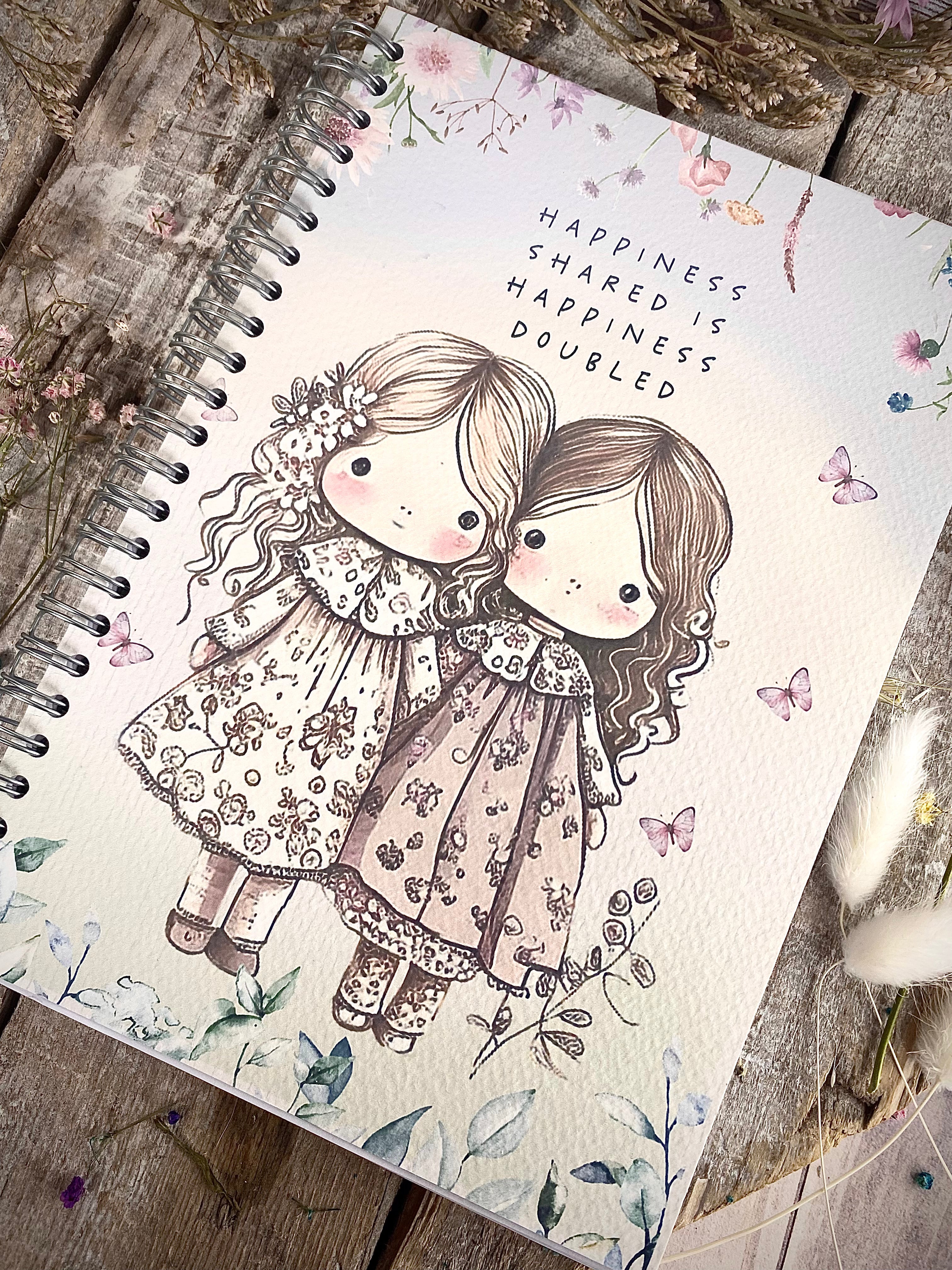 A5 Spiral Bound Notebook - Happiness Shared Is Happiness Doubled