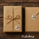 Sticker Sheet - Little Squirrel - 35 Round Stickers - Autumn 25