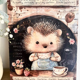 A4 Wooden Picture Board - Woodland Coffee Shop