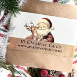 Adorable Vintage Inspired Christmas Cards, Pack of Ten #C3