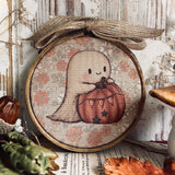 Vintage Inspired Fabric Hoop - Little Ghost - Halloween 25