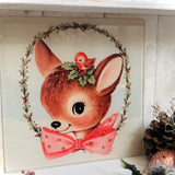 Cute Christmas Deer Square Chopping/Serving Board