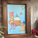 Framed Christmas Postcard - Christmas Pudding - Mary Adair Q725