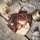 Sweet Little Ceramic Heart -  Christmas - Always Close By (Angel and Robin)