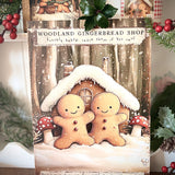 Christmas A4 Wooden Picture Board - Woodland Gingerbread Shop