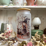 Glass Tumbler With Bamboo Lid And Straw - Wildflower Witch