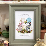 Framed Holly Hobbie Postcard - A Good Friend Is A True Blessing