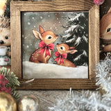 Sweet Mini Rustic Framed Print - Deer Friends