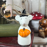 Cute Little Ceramic Mouse With Pumpkin