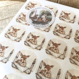 #3 Deer And Baby Hedgehog Sticker Sheet - 35 Round Stickers