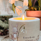Sweet Little Ceramic Tea Light Holder - Snowdrop Season