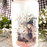 Glass Tumbler With Bamboo Lid And Straw - Wildflower Witch