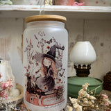 Glass Tumbler With Bamboo Lid And Straw - Wildflower Witch