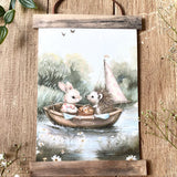Sweet Little Woodland Bunny And Hedgehog Hanging Print