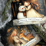 Adorable Vintage Inspired Christmas Cards, Pack of Ten #C5