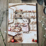 A5 Wooden Picture Board - Baking Hedgehog