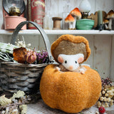Adorable Felt Mouse In Pumpkin