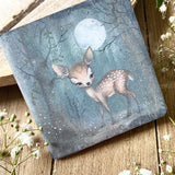 Cute Little Handmade Square Notebook - Midnight Deer