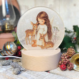 Cute Little Nostalgic Illuminated Christmas Scene/Lamp - Round - Sweet Angel