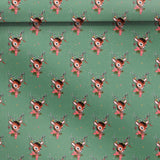 Three Sheets Of Printed Christmas Gift Wrap - Green Vintage Reindeer