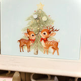 Christmas Deer Friends Glass Chopping/Serving Board