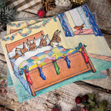 Pack Of Five Christmas Cards - Molly Brett - Bunnies In Bed G395