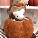Adorable Felt Mouse In Pumpkin
