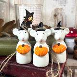 Cute Little Ceramic Mouse With Pumpkin