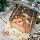 Christmas A5 Wooden Picture Board - All Is Calm, All Is Bright