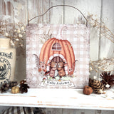 Aluminium Sign - Hello Autumn Pumpkin Mice - Autumn 25