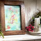 Framed Christmas Postcard - Christmas Swing - Mary Adair R009