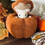 Super Cute Felted Mouse In Pumpkin