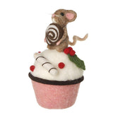 Little Mouse Christmas Bakery - Felt Mouse on Cupcake