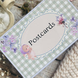 Postcards Tin - Green Gingham