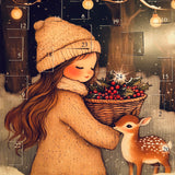 Vintage Style Advent Calendar - Winter Girl and Deer