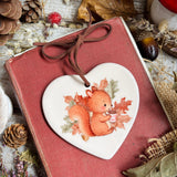 Sweet Little Ceramic Heart - Squirrel - Hot Chocolate Season
