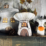 Sweet Little Light-Up Stoneware Mushroom House