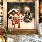 Sweet Mini Rustic Framed Print - Christmas Deer