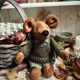 Soft Mouse With Green Gingham Trousers & Hand Knitted Jumper