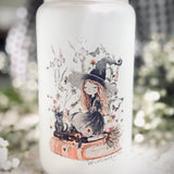 Glass Tumbler With Bamboo Lid And Straw - Wildflower Witch