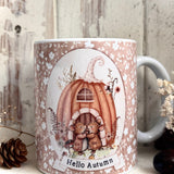 11oz Ceramic Mug - Hello Autumm Pumpkin Mice - Autumn 25