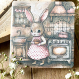 Cute Little Handmade Square Notebook - Bunny Kitchen