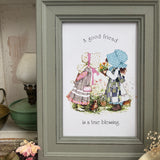 Framed Holly Hobbie Postcard - A Good Friend Is A True Blessing