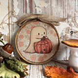 Vintage Inspired Fabric Hoop - Little Ghost - Halloween 25