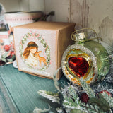 Vintage Style Christmas Bauble In Cute Box - Christmas Light - Green Heart Bauble