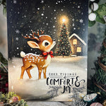 Christmas A5 Wooden Picture Board - Good Tidings Of Comfort and Joy (Deer)