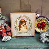 Vintage Style Christmas Bauble In Cute Box - Christmas Warmth - Purple Heart Bauble