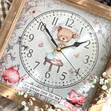 Sweet Rustic Wishing Wood Bear Clock