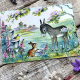 Postcard- Donkey Under A  Blossom Tree - Margaret Lynes